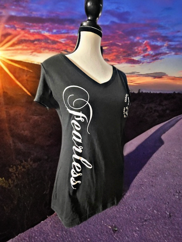 Ladie’s Fearless Script V-Neck