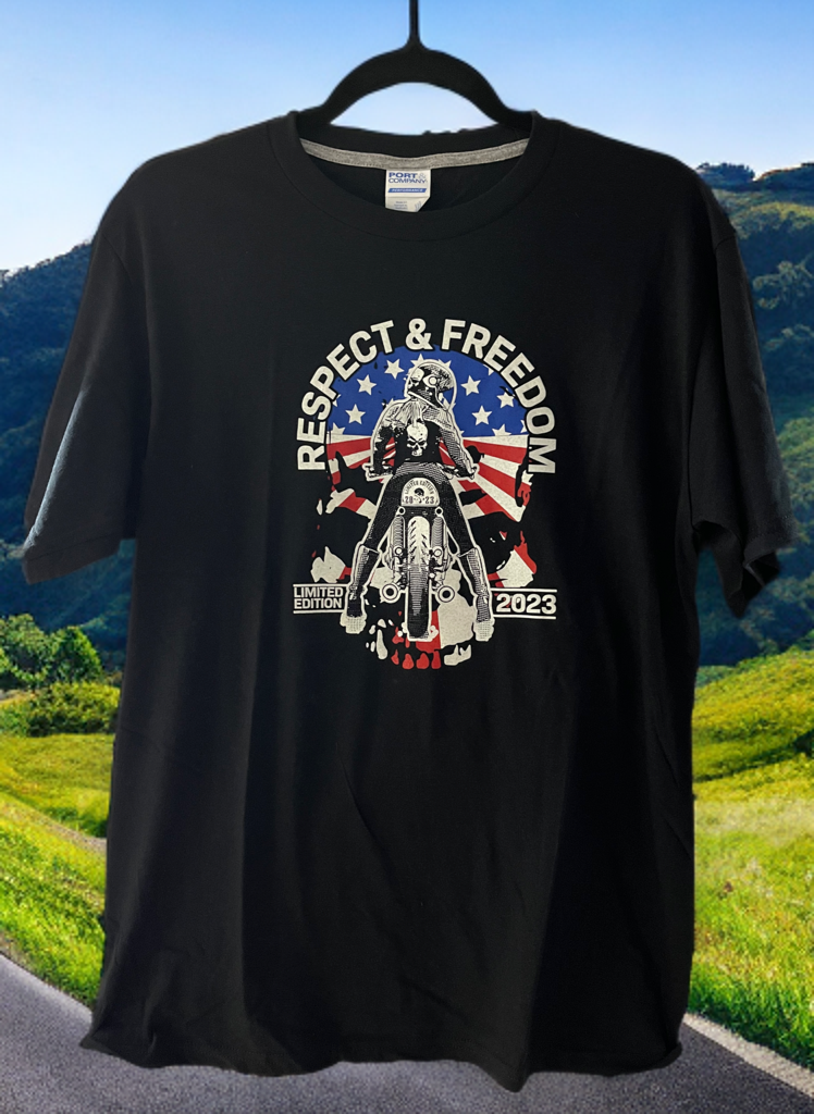 Men’s Respect and Freedom Stars and Stripes Skull T-Shirt