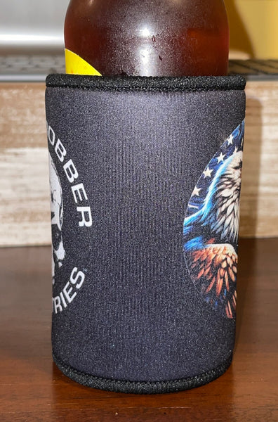 Koozie- Grave Robber Industries logo with Bald Eagle in American Flag colors 12oz drink or bottle holder