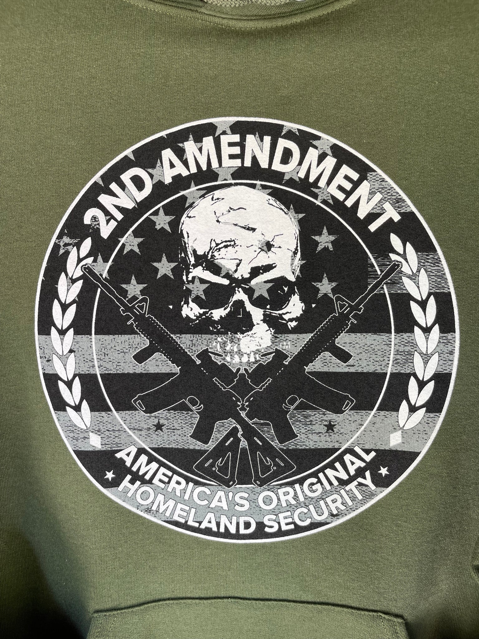 Hoodie - Pullover Military Green Second Amendment Logo