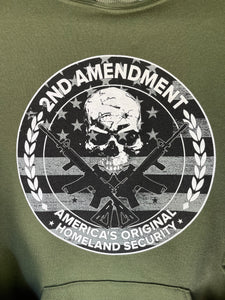 Hoodie - Pullover Military Green Second Amendment Logo