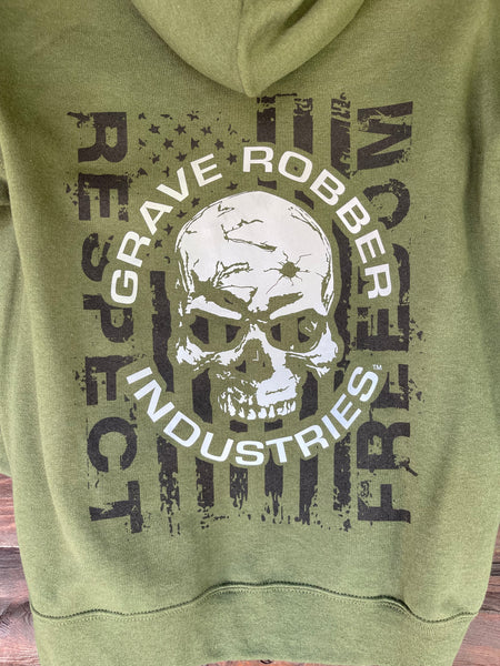 Hoodie - Pullover Military Green Second Amendment Logo