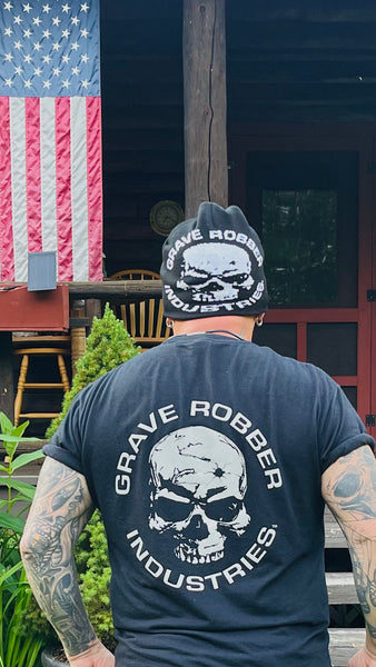 A Grave Robber Skull Logo/Respect jacquard knit beanie